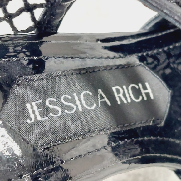 New Jessica Rich Black Fishnet Pointed Toe Slip On Pumps E692 - Picture 10 of 12